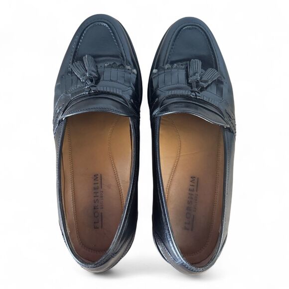 Florsheim Mens 9.5 D Black Leather Tassel Loafers Dress Shoes Slip On 18498 main image 4
